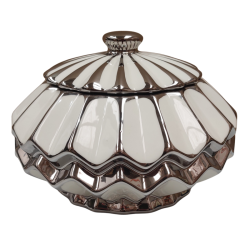 Sopera Porcelana Obatala 18 x 27 cm (Blanco con plateado)